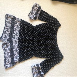 Black and white flare sleeve romper